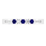 0.35 Carat (ctw) 10K White Gold Round Cut Blue Sapphire & White Diamond Ladies Anniversary Wedding Stackable Band Guard Ring 1/3 CT