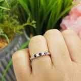 0.35 Carat (ctw) 10K White Gold Round Cut Blue Sapphire & White Diamond Ladies Anniversary Wedding Stackable Band Guard Ring 1/3 CT