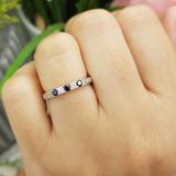 0.35 Carat (ctw) 10K White Gold Round Cut Blue Sapphire & White Diamond Ladies Anniversary Wedding Stackable Band Guard Ring 1/3 CT