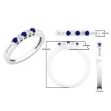 0.35 Carat (ctw) 10K White Gold Round Cut Blue Sapphire & White Diamond Ladies Anniversary Wedding Stackable Band Guard Ring 1/3 CT