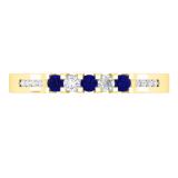 0.35 Carat (ctw) 10K Yellow Gold Round Cut Blue Sapphire & White Diamond Ladies Anniversary Wedding Stackable Band Guard Ring 1/3 CT
