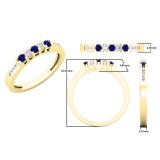 0.35 Carat (ctw) 10K Yellow Gold Round Cut Blue Sapphire & White Diamond Ladies Anniversary Wedding Stackable Band Guard Ring 1/3 CT