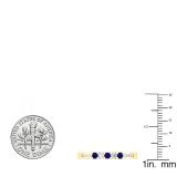 0.35 Carat (ctw) 10K Yellow Gold Round Cut Blue Sapphire & White Diamond Ladies Anniversary Wedding Stackable Band Guard Ring 1/3 CT