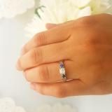 0.75 Carat (ctw) 14k White Gold Round White Diamond And Blue Sapphire Ladies Bridal 3 Stone Engagement Ring 3/4 CT