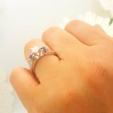 0.75 Carat (ctw) 14k White Gold Round White Diamond And Blue Sapphire Ladies Bridal 3 Stone Engagement Ring 3/4 CT