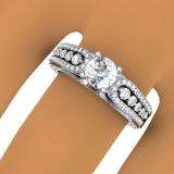 1.75 Carat (ctw) 14k White Gold Round Diamond Ladies Vintage Style Solitaire With Accents Bridal Engagement Ring 1 3/4 CT