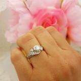 0.90 Carat (ctw) 14K White Gold Round Diamond Ladies Swirl Bridal Engagement Ring With Matching Band Set 1 CT
