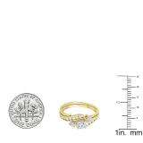 0.90 Carat (ctw) 10k Yellow Gold Round Diamond Ladies Swirl Bridal Engagement Ring With Matching Band Set 1 CT