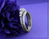 0.40 Carat (ctw) 14k White Gold Round Diamond Ladies 5 Stone Bridal Engagement Ring Matching Band Set