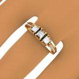 1.00 Carat (ctw) 14k Yellow Gold Princess & Round Diamond Ladies Vintage Bridal 3 Stone Engagement Ring 1 CT