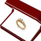 1.00 Carat (ctw) 14k Yellow Gold Princess & Round Diamond Ladies Vintage Bridal 3 Stone Engagement Ring 1 CT