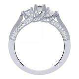 1.00 Carat (ctw) 14k White Gold Princess & Round Diamond Ladies Vintage Bridal 3 Stone Engagement Ring 1 CT