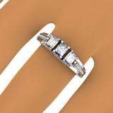 1.00 Carat (ctw) 14k White Gold Princess & Round Diamond Ladies Vintage Bridal 3 Stone Engagement Ring 1 CT
