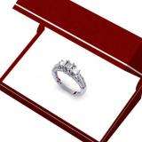 1.00 Carat (ctw) 14k White Gold Princess & Round Diamond Ladies Vintage Bridal 3 Stone Engagement Ring 1 CT