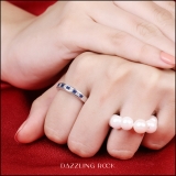 0.50 Carat (ctw) 10K White Gold Princess Cut White Diamond & Blue Sapphire Ladies Anniversary Wedding Band Stackable Ring 1/2 CT