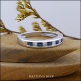 0.50 Carat (ctw) 10K White Gold Princess Cut White Diamond & Blue Sapphire Ladies Anniversary Wedding Band Stackable Ring 1/2 CT