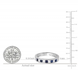 0.50 Carat (ctw) 10K White Gold Princess Cut White Diamond & Blue Sapphire Ladies Anniversary Wedding Band Stackable Ring 1/2 CT
