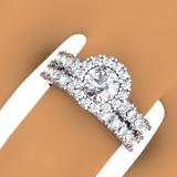 2.00 Carat (ctw) 10K White Gold Round Cut Diamond Ladies Bridal Halo Style Engagement Ring With Matching Wedding Band Set 2 CT