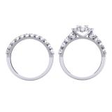 2.00 Carat (ctw) 18K White Gold Round Cut Diamond Ladies Bridal Halo Style Engagement Ring With Matching Wedding Band Set 2 CT