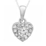 0.25 Carat (ctw) 10K White Gold Real Round Cut Diamond Ladies Heart Pendant 1/4 CT