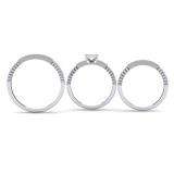 0.20 Carat (ctw) 10K White Gold Round Cut Diamond Men and Women's Micro Pave Engagement Ring Trio Bridal Set 1/5 CT