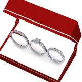 0.20 Carat (ctw) 10K White Gold Round Cut Diamond Men and Women's Micro Pave Engagement Ring Trio Bridal Set 1/5 CT