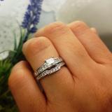 1.10 Carat (ctw) 14K White Gold Princess Cut Diamond Ladies Bridal Engagement Ring With Matching Band Set 1 CT