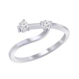 Round White Diamond Dual Stone Swirl Wedding Stackable Band for Women (0.14 ctw Color I-J Clarity I1-I2) in 18K White Gold