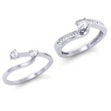 0.50 Carat (ctw) 14K White Gold Round Diamond Ladies Bridal Swirl Engagement Ring With Matching Band Set 1/2 CT