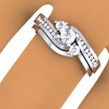 0.50 Carat (ctw) 14K White Gold Round Diamond Ladies Bridal Swirl Engagement Ring With Matching Band Set 1/2 CT