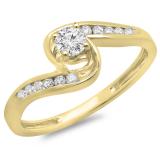 0.36 Carat (ctw) 14K Yellow Gold Round Diamond Ladies Twisted Swirl Bridal Engagement Ring 1/3 CT