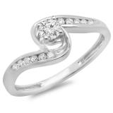 0.36 Carat (ctw) 10K White Gold Round Diamond Ladies Twisted Swirl Bridal Engagement Ring 1/3 CT