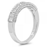 1.00 Carat (ctw) 14K White Gold Princess & Round Diamond Ladies Bridal Anniversary Wedding Band Stackable Ring 1 CT