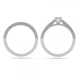 0.20 Carat (ctw) 10K White Gold Princess & Round Diamond Ladies Bridal Promise Engagement Ring With Matching Band Set 1/5 CT