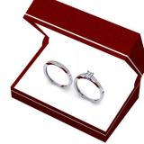 0.20 Carat (ctw) 10K White Gold Princess & Round Diamond Ladies Bridal Promise Engagement Ring With Matching Band Set 1/5 CT