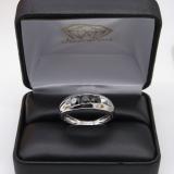 1.20 Carat (ctw) Sterling Silver Real Black Round Diamond Men's Channel Set 3 Stone Anniversary Wedding Band 1 1/4 CT