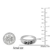 1.20 Carat (ctw) Sterling Silver Real Black Round Diamond Men's Channel Set 3 Stone Anniversary Wedding Band 1 1/4 CT