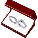 1.50 Carat (ctw) 14K White Gold Princess & Round Diamond Ladies Solitaire With Accents Bridal Engagement Ring With Matching Band Set 1 1/2 CT