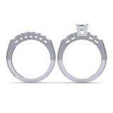 1.50 Carat (ctw) 14K White Gold Princess Cut Diamond Ladies Bridal 5 Stone Engagement Ring With Matching Band Set 1 1/2 CT