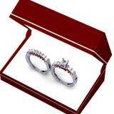 1.50 Carat (ctw) 14K White Gold Princess Cut Diamond Ladies Bridal 5 Stone Engagement Ring With Matching Band Set 1 1/2 CT