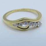 0.23 Carat (ctw) 14K Yellow Gold Real Round White Diamond Ladies Right Hand Journey Ring 1/4 CT