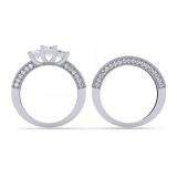 2.30 Carat (ctw) 14k White Gold Princess & Round Cut Diamond Ladies Engagement Bridal 3 Stone Ring With Matching Band Set 2 1/3 CT