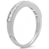 0.60 Carat (ctw) 14K White Gold Princess Cut Diamond Ladies Milgrain Anniversary Wedding Band Stackable Ring
