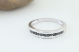 Round Black Diamond Channel Set Wedding Ring for Men (0.50 ctw Color Black Clarity Opaque) In 10K White Gold