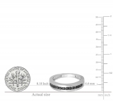 Round Black Diamond Channel Set Wedding Ring for Men (0.50 ctw Color Black Clarity Opaque) In 10K White Gold
