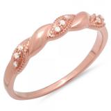0.06 Carat (ctw) 14K Rose Gold Round Cut Diamond Ladies Vintage Style Stackable Anniversary Wedding Band