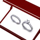 1.00 Carat (ctw) 14K White Gold Round Diamond Ladies Vintage 3 Stone Bridal Engagement Ring With Matching Band Set 1 CT