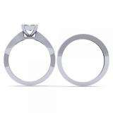 0.75 Carat (ctw) 14k White Gold Princess & Round Diamond Ladies Split Shank Bridal Engagement Ring With Matching Band Set 3/4 CT