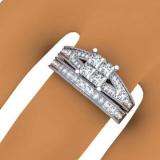 0.75 Carat (ctw) 14k White Gold Princess & Round Diamond Ladies Split Shank Bridal Engagement Ring With Matching Band Set 3/4 CT