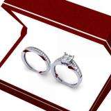 0.75 Carat (ctw) 14k White Gold Princess & Round Diamond Ladies Split Shank Bridal Engagement Ring With Matching Band Set 3/4 CT